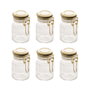 Kit 6 Porta Temperos Hermético Vidro e Metal Dourado