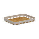 Bandeja Retangular Lume Plástico e Bambu Bege 35,5cm