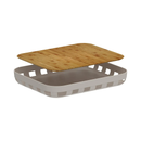 Bandeja Retangular Lume Plástico e Bambu Bege 35,5cm