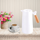 Garrafa Térmica Nórdica com Cabo de Madeira Branco