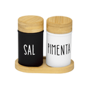 Jogo Saleiro e Pimenteiro com Suporte Doha 90ml 3 Peças