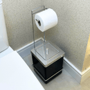 Suporte Papel Higiênico com Lixeira Preta e Cromada 6,5 Litros