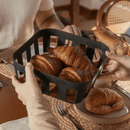 Cesto de Pão Lume Plástico e Bambu Preto 24cm