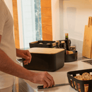 Porta Pão Lume Preto com Tampa de Bambu 9,5L