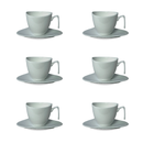 Jogo 6 Xicaras de Café com Colher em Porcelana Branca 80ml